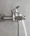 Stainless Steel Wall Mounted Tub Faucet With Brushed Nickel Finish Single Lever Shower Tap Ceramic Cartridge Built In Aerator