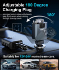 Ride Ready Sick Flex Retractable 5 In 1 Car Charger Adapter 69W Fast Charging for iPhone and Galaxy Phones with adjustable 180 degree charging plug.