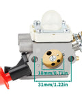Side view of Stihl And Zama Compatible Carburetor Kit For FS56RC Series Trimmers, Fits FS40 FS50 FS70C And KM56RC, showing measurements.