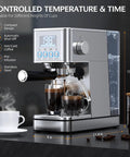 Level Up Your Home Barista Game With This Compact Stainless Steel Espresso Machine Packing A Mighty 20 Bar Pump And Smart Steam Frother For Silky Lattes And Smooth Daily Sips Anytime showing coffee brewing.