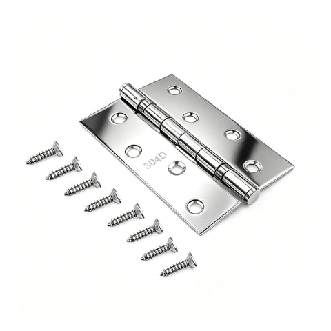 Beefy 5 Pack Folding Butt Hinges In Stainless Steel With Screws 3.55 By 2.39 Inches 1.25mm Thick Heavy Duty Hinges With Screws