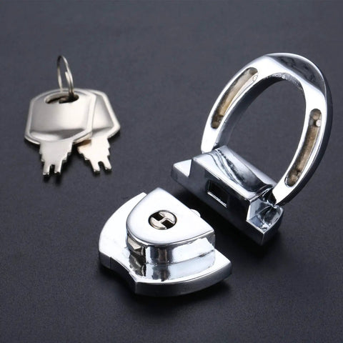 Key Hasp Lock 36x37mm for Luggage Suitcase Tools Box and Cabinet Doors with two keys on a dark surface