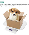 Digital Pet Scale For Small Animals And Kitchen Use showing puppy in box on white ultra-compact scale with g/ml/oz/lb units