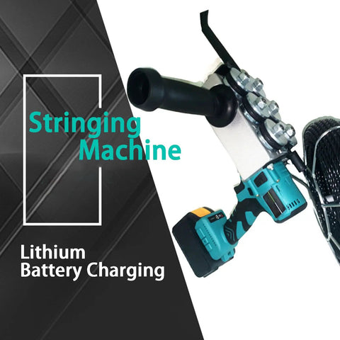 Heavy Duty Brushless Motor Electrical Wire Puller With Lithium Battery, stringing machine showing battery charging, portable design.