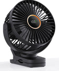 Clip On Battery Operated Mini Desk Fan With Digital Display, 3 Speeds Adjustable, 360 Degree Bidirectional Rotation, Strong Wind