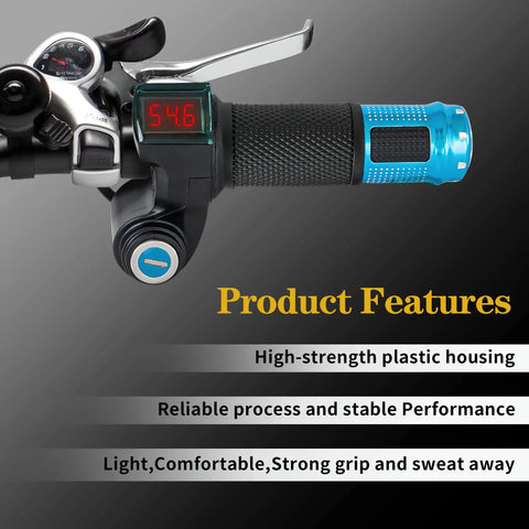 Electric Twist Throttle With Key 12V To 96V Universal Five Wire Controller With Volt Meter Display For Electric Bikes Scooters Go Karts And More And Compatible Across 12V 24V 36V 48V 60V 72V And 96V Systems handlebar grip with volt meter and key switch