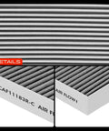 Close-up of Activated Carbon Cabin Air Filter For Dodge Durango 2011-2022 And Jeep Grand Cherokee front replacement OE style