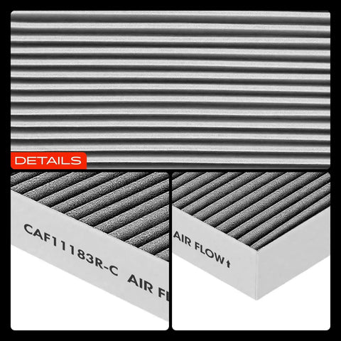 Close-up of Activated Carbon Cabin Air Filter For Dodge Durango 2011-2022 And Jeep Grand Cherokee front replacement OE style