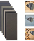56pc Wet And Dry Sanding Kit with multi grit sheets for metal, wood, and plastic projects displayed on workbenches
