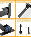 900 Lb Capacity Gate Hinge With Built In Ball Bearings, 13 Inch Matte Black, showing components and screws for installation.