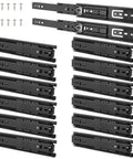 Seven Pair Eight Inch Black Soft Close Drawer Slides Heavy Duty Steel Ball Bearing Gliders with mounting screws.