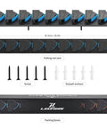Wall And Ceiling Mount Fishing Rod Rack Holds Up To Nine Rods Fits 3 To 19mm Diameter Poles Orange Pair For Garage Storage And Quick Access For Easy Garage Organization shown with mounting screws and drywall anchors.