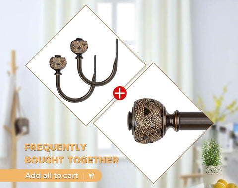 Bronze Telescoping Curtain Rod With Splicing Design Adjustable 32 To 58 Inches 7/8 Inch Diameter Leaf Finials Smooth Sliding Drapery Rods