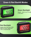 Digital Tachometer With RPM Alarm And Hour Meter, Green and Red Backlit Modes, Compact Small Engine Gauge for Various Vehicles