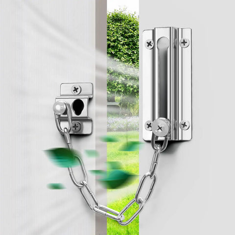 Two Pack Stainless Steel Door Chain Lock For Inside Doors, Heavy Duty Security Chain With Thickened Link Design And 12 Screws, Safe Ventilation