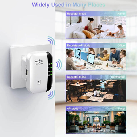 Powerful Home WiFi Booster For 5000 Sq Ft And 50 Devices With Ethernet Port One Tap Setup in various settings