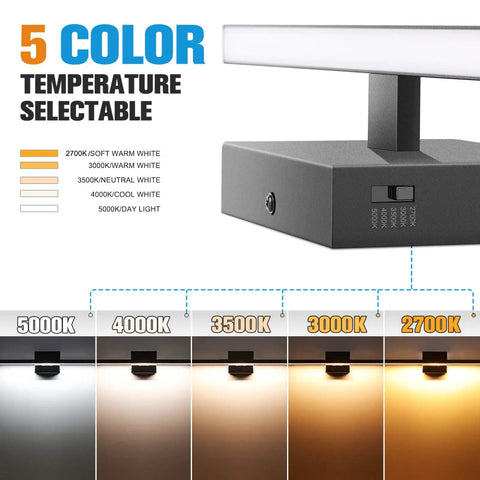 Modern Bathroom Vanity Light 23.6 Inch, 14W Dimmable LED Fixture with 5 CCT Settings showing color temperature options