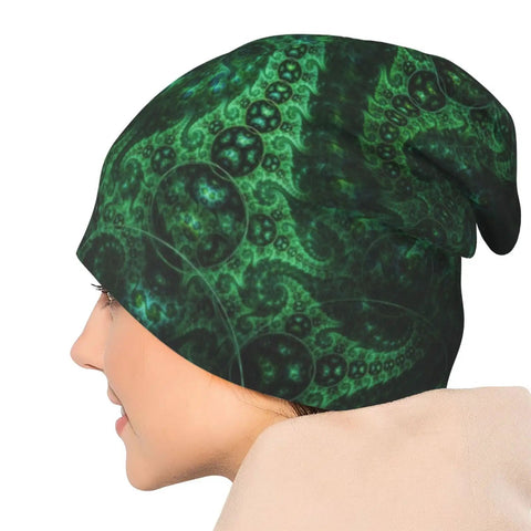 Fractal Antenna Dope Green Beanie For Running And Cycling One Size Fits All Stretchy Thin Skull Cap Casual Bonnet Hat