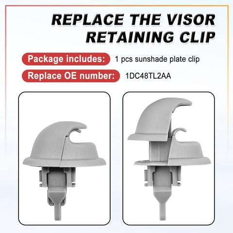 Sun Visor Retainer Clip For Dodge Ram 1500 2002 2005 And Ram 2500 3500 2003 2005 Replacement OE 1DC48TL2AA Gray
