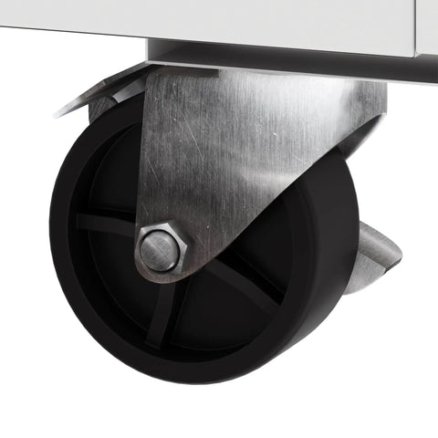 Smooth heavy duty caster wheel from Built Like A Tank Heavy Duty Commercial Milk Cooler Refrigerator for Schools And Cafeterias.