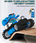 Five In One STEM RC Robot Building Kit With 494 Pieces App Coding Hands On Learning Toy For Ages 8 To 13 AI Interactive Robot With Expressive Eyes And Transformations From Snail To Tank Kid Friendly And Super Cool. USB charging tank mode with cable