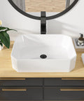 Rectangle Bathroom Vessel Sink 19 By 14 Inches Porcelain Ceramic White Above Counter Vanity Sink with smooth glaze in modern bathroom setup