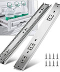 Full Extension Drawer Slides Side Mount 20 Inch Heavy Duty Ball Bearing Rails For Dresser Cabinet Kitchen 100 Lb Capacity 2 Piece Pair White Smooth Glide Action Easy Install Hardware Included, showing side view with hardware.