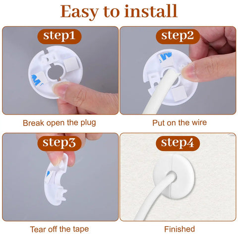 4 Pack Wall Grommets For Cables installation steps showing easy cable routing with 1 inch hole covers for neat appearance.
