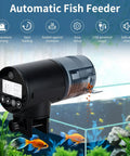 Rock Solid Automatic Fish Feeder With Nailed It Timing Accuracy And Rechargeable Battery For Home Aquariums And Backyard Ponds, showing LCD panel and moisture-sealed design.