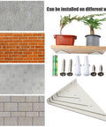 Built Tough Hidden Shelf Brackets For Floating Walls, Heavy Duty Triangle Support That Holds Up Like Champs, Rust Proof White Steel Plate With Smooth Finish, No Sweat Install 5.5 Inch Wall Mount Pair displayed with wall styles.