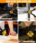 Two Handed Heavy Duty Rivet Gun Kit With 250 Blind Rivets And Five Free Interchangeable Heads 1/4 In 3/16 In 1/8 In 3/32 In Pop Riveter for automotive, metalworking, and DIY use