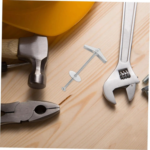 15 Set Carbon Steel Toggle Bolts And Wing Nuts Drywall Anchors Heavy Duty Wall Mount Kit next to tools on wooden surface