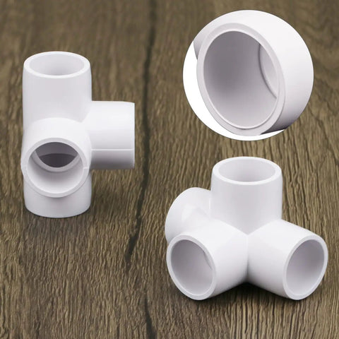 Four Way PVC Fittings Half Inch Eight Pack Furniture Grade Pipe Connectors Elbow PVC Corner Fittings With Deep Sleeves