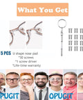 5 Piece Screw In U Shaped Eyeglass Nose Pads Super Comfy Hella Soft Silicone Bridge Relieves Pressure And Red Marks Flawlessly Fits Your Nose L Size, includes screw driver and screws.