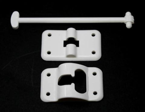 White 6 Inch T Style Entry Door Catch Latch Holder For RV Camper Trailer Hatch Assembly Kit Keeps Swinging Doors In Check Prevents Damage