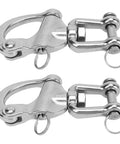 Top Shelf 316 Stainless Steel Snap Shackles With Swivel Rotating Eye and No Hassle Quick Release Design For Heavy Duty Sailboat Rigging Yacht Halyards And Rugged Industrial Deck Hardware 128 Mm, viewed from the top.