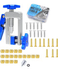 2 In 1 Pro Grade Bike Hydraulic Brake Hose Cutter And Line Fitting Insert Tool Kit With 20 Brass Olives Kit For BH59 BH90 And Other Compatible Brands For Pros And Do It Yourself Enthusiasts, showing tool and components.