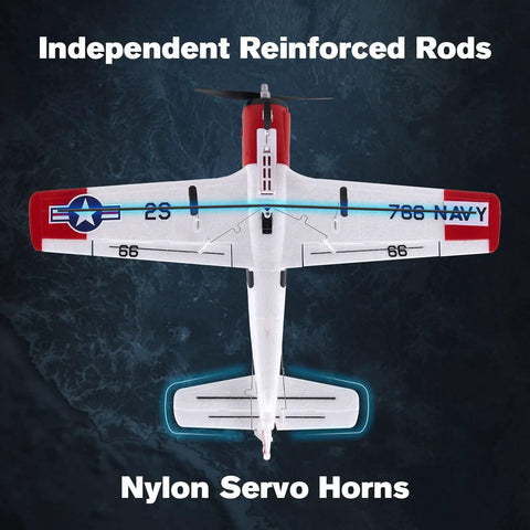 Top view of Beginner Friendly Easy To Fly T 28 RC Plane With Three Flight Modes And One Key Return, showing wing and fuselage details.