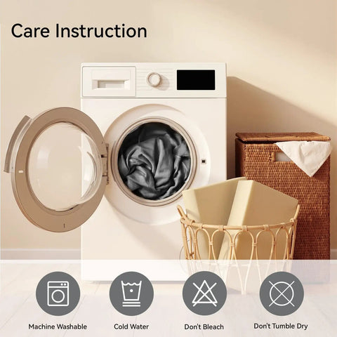 Care instructions for 14 Piece Waterproof Patio Cushion Covers For Outdoor Furniture with machine and washing icons.
