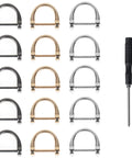 15 Piece Horseshoe D Ring Set With Screw In Shackle U Shape D Ring Includes Screwdriver Multicolor Assortment For DIY Leather Craft