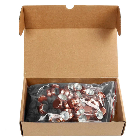 Box containing aluminum flip-off caps for Easy Grip 20mm Manual Crimper Hand Sealing Machine For Aluminum Caps Including 10 10ml Vials Stoppers And Caps
