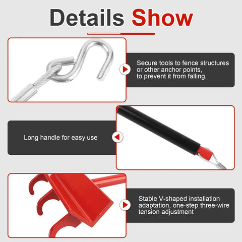 Details of One Man Chain Link Fence Top Rail Fabric Hanging Tool Heavy Duty Stretcher With Steel Cable Hook And Non Slip Handle