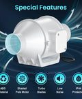 Three Inch Inline Duct Fan Low Noise Beefed Up Performance For Bathroom Basement Kitchen Garage Attic HVAC Blower Fan Durable PP