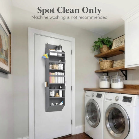 Heavy Duty Five Section Over The Door Hanging Organizer With Spacious Window Pockets And Side Bins For Closets Dorm Rooms Or Bathrooms In Dark Gray Space Saver Rack That Is A Straight Up Game Changer