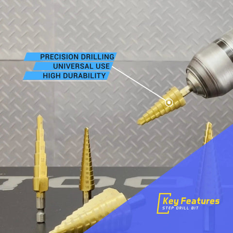 Professional Grade Step Drill Bit Set For Metal In Titanium HSS High Speed Steel Heavy Duty Unibit Kit With Twenty Three Sizes From Quarter Inch To One And Three Eighths Inch Built Tough Metalworking Drill Bits
