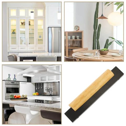Solid Wood Long Cabinet Handles For Wardrobes And Kitchen Drawers Built Tough With Aluminum Wood Blend 96mm Hole Spacing Black Finish
