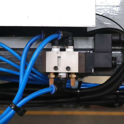 Aluminum 5 Way Pneumatic Solenoid Valve DC 12V normally closed 2 position with one eighth inch NPT ports installed in machinery