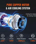 Electric chain hoist motor exploded view with copper windings and cooling fan