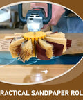 Heavy Grip Sisal Sanding Drum Buffing Wheel For Wood Furniture Polishing And Groove Cleaning in use on a wooden surface.