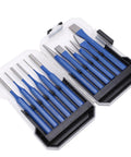 High Precision Chisel And Punch Kit 12 Piece Engraving Tools Set made with CRVV steel includes chisels and punches in plastic case